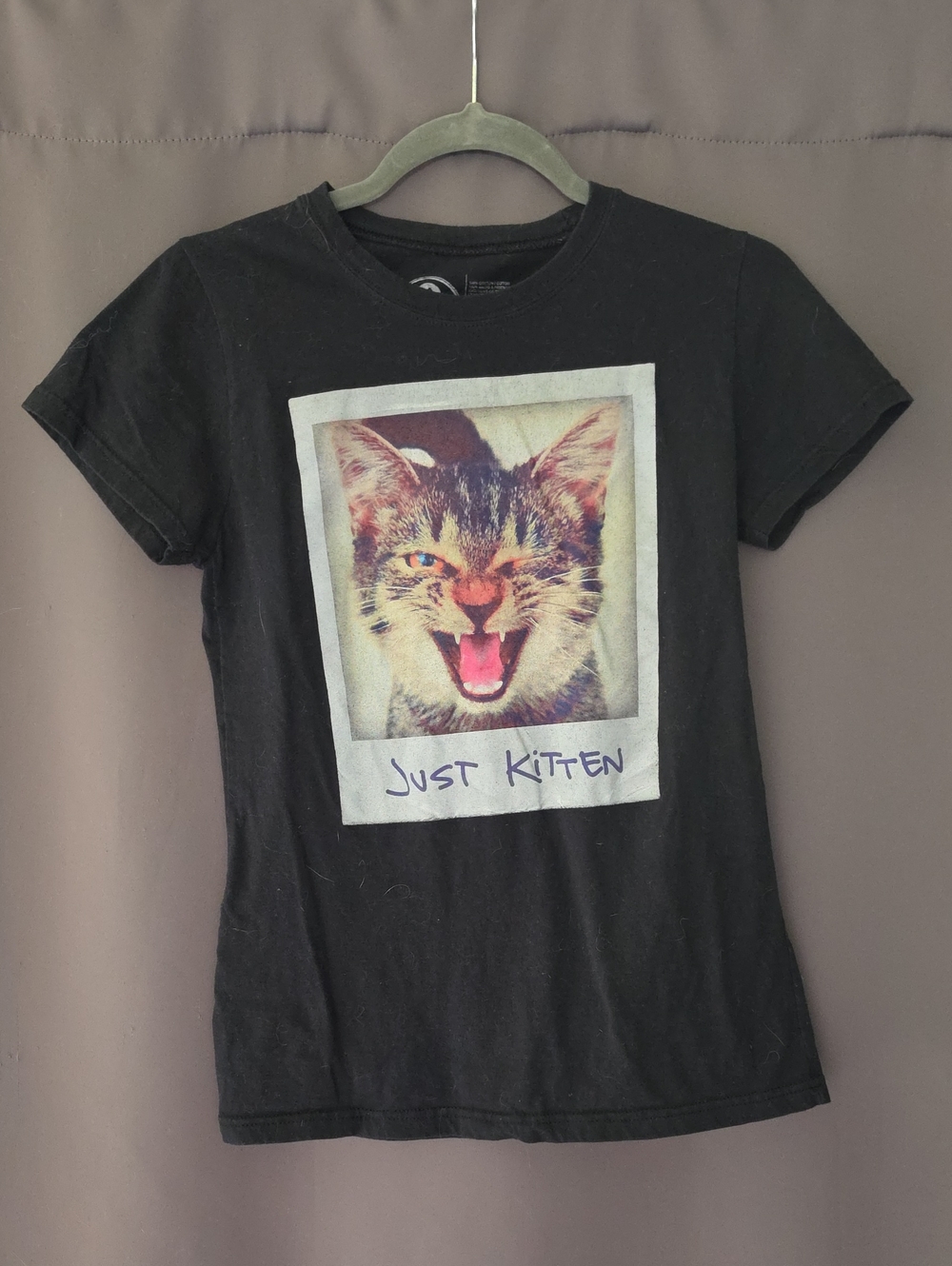 Just Kitten Black Cat Graphic T-Shirt - Pets Cat